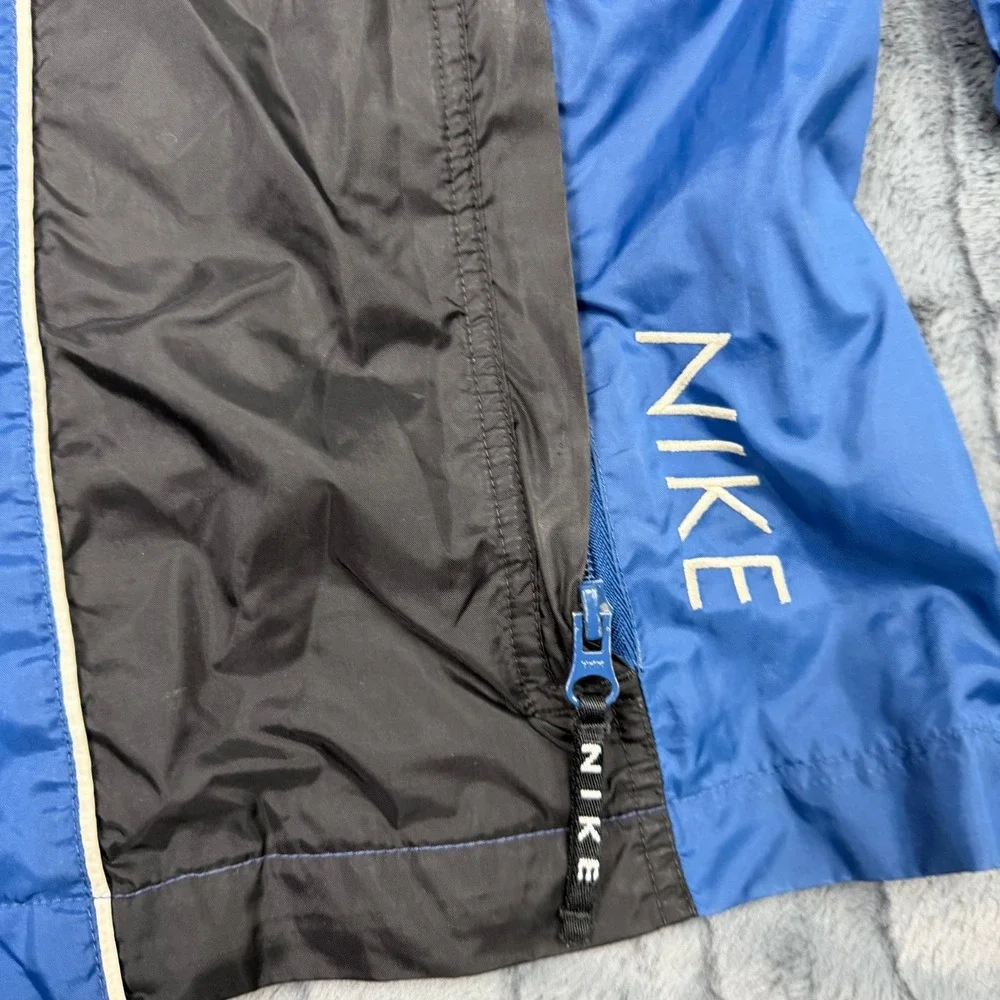 Nike Vintage Mens Blue Black Windbreaker Jacket Full Zip Swoosh Logo XL